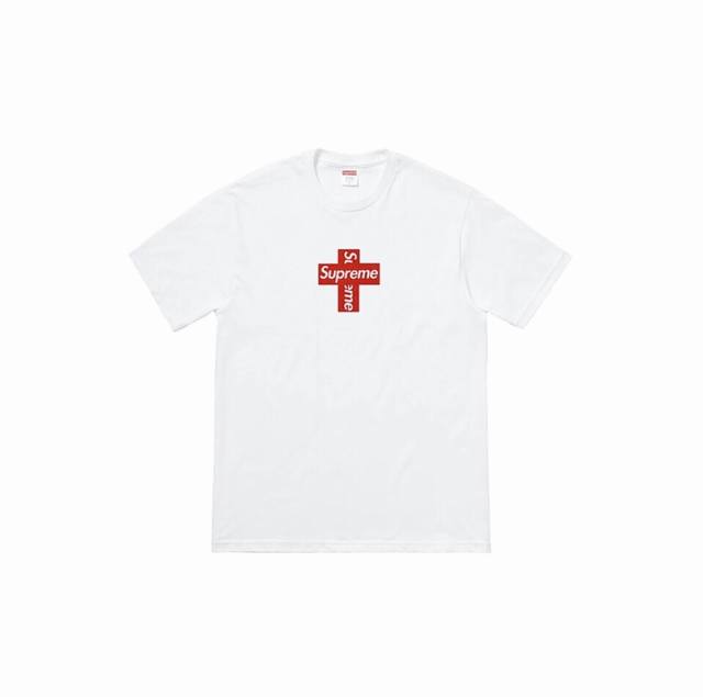 851款Supreme Week 17 Cross Box Logo Tee 十字架Logo圆领短袖T恤 男女同款 码数Smlxl 黑色白色