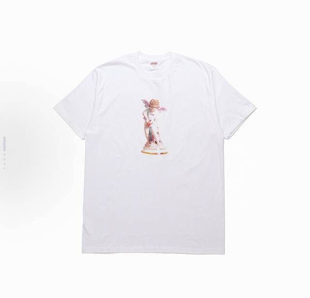 8047款Supreme Cupid Tee Black 天使印花短袖美式潮流T恤 男女同款 码数Smlxl 黑色白色