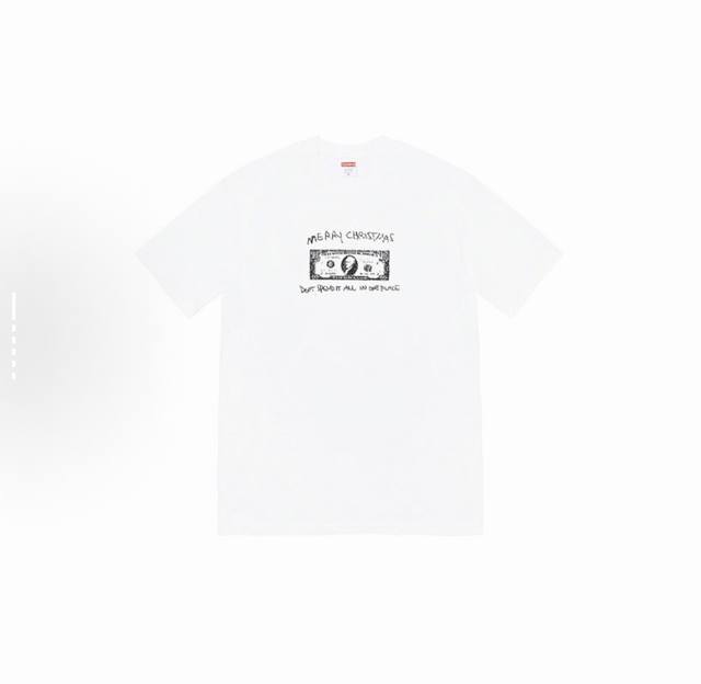 899款Supreme Week 18 Spend It Tee 新款美金美钞图案字母印花圆领短袖T恤 男女同款 码数Smlxl 黑色白色