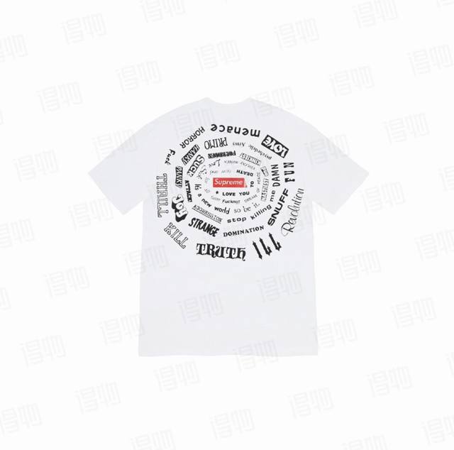 883款Supreme Ss21 Spiral Tee 螺旋字母短袖T恤 男女同款 码数Smlxl 白色黑色