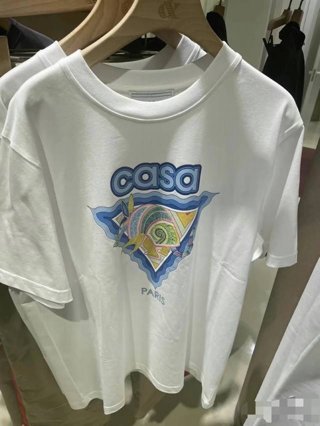 437款纯棉260克面料Casablanca卡萨布兰卡数码直喷印花短袖T恤，男女同款，宽松版型，码数Mlxlxxl，颜色：黑色，白色