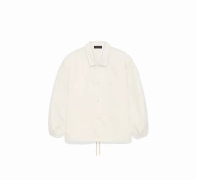 顶级版本Fear Of God Essentials Fw23 云系列 Coaches Jacket 纯色Logo翻领防风纽扣教练夹克 Essential 是F