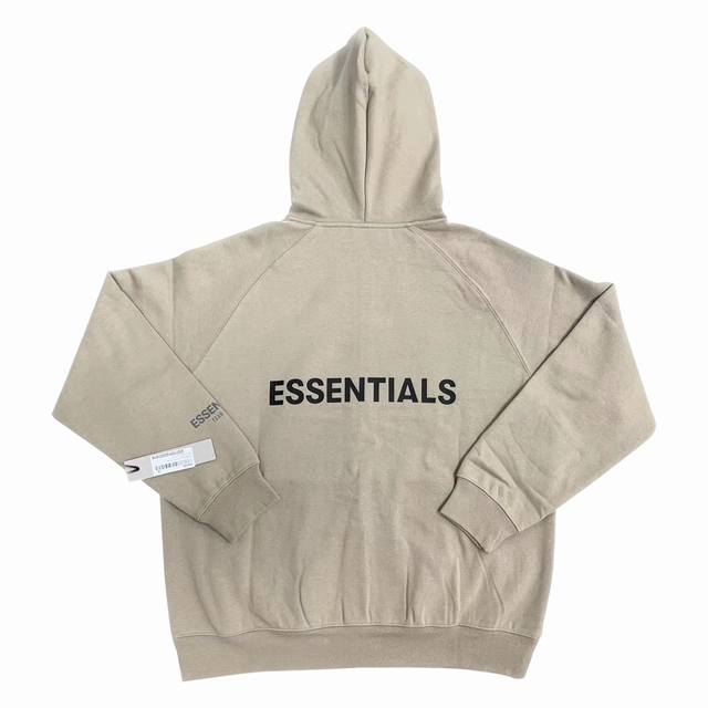 款号022 驼色 顶级版本Fear Of God Essentials Fog 后背压胶字母拉链连帽款男女同款情侣卫衣 全套1:1定制Yuan版辅料 包装 Zp