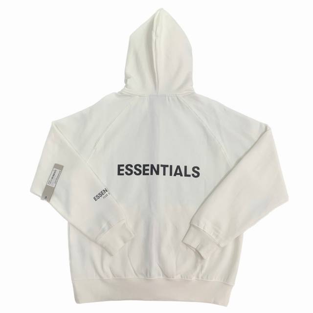 款号022 白色 顶级版本Fear Of God Essentials Fog 后背压胶字母拉链连帽款男女同款情侣卫衣 全套1:1定制Yuan版辅料 包装 Zp