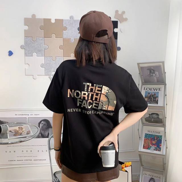 Tx134# 北面 The North Face北面春季新款经典迷彩图案印花休闲宽松情侣款 短袖T恤Dt6522 上身超级好看 原版入手出货 前后全部进口数码喷