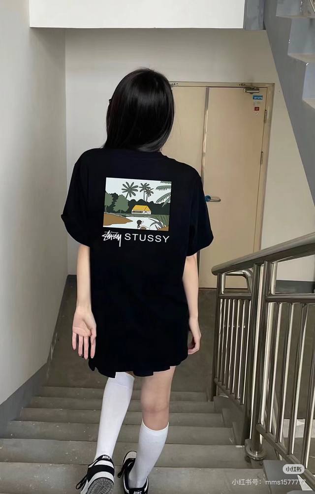 A313# Stussy 斯图西 Tee 海岛明信片印花男女短袖T恤 面料采用240克纯棉面料 双线二本针压线 久洗不变形 原版定制三标 高端进口印花 随意水洗