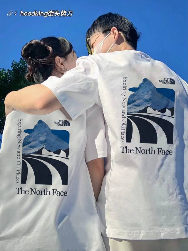 A293# 高品质Tnf北面联名款专柜同步雪山联名款情侣款串标男女同款印花短袖 采用240克定制精梳纯棉，三针五线做工，领口定制螺纹不变形，领口包包边条，肩膀处