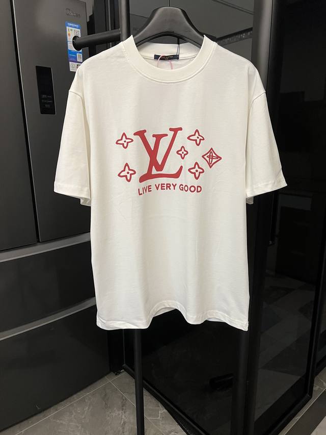 隔天 Louis Vuitton 路易威登 25Ss 驴家趣味老花字母印花短袖 白 重磅克重260G纯棉双纱面料 螺纹定织定染通肩拉条工艺增加衣物清洗寿命 触感