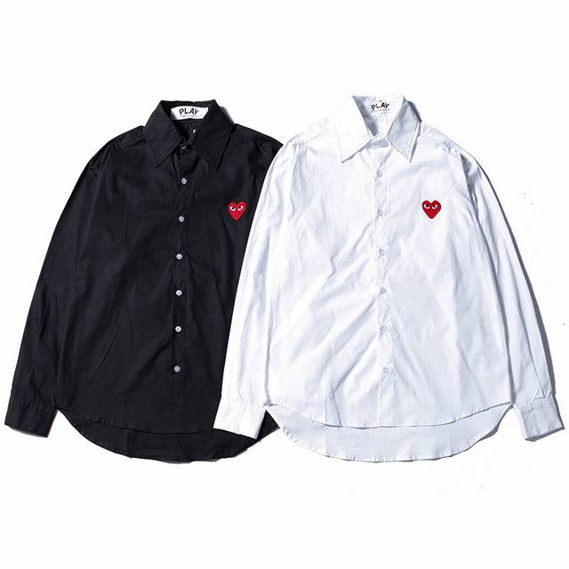 款号：001 Play纯色长袖男女同款 情侣衬衫 颜色：黑色 白色 码数：S M L Xl