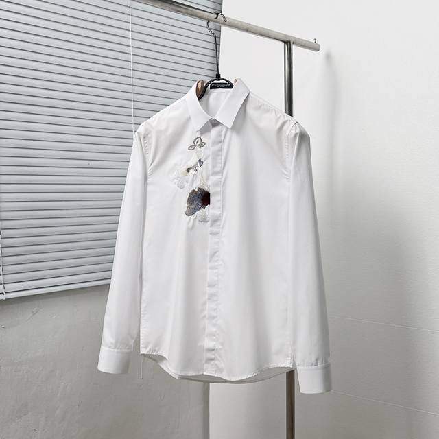 Dolce&Gabban* 杜嘉班* 重工荷花刺绣衬衫 码数：M-3Xl 颜色：黑 白