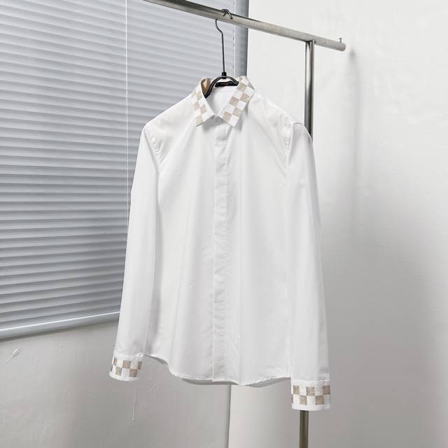 Louis Vuitto* 路易威* 棋盘格子刺绣衬衫 码数：M-3Xl 颜色：黑 白