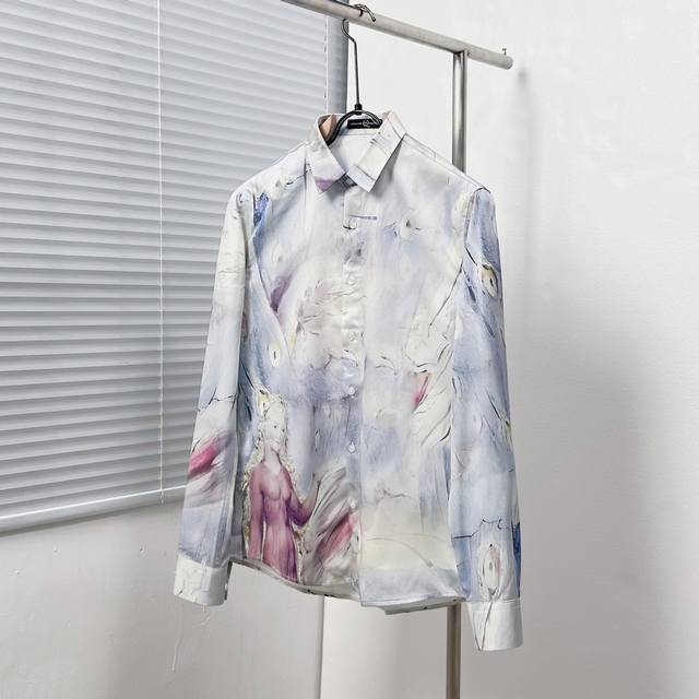 Alexander Mcquee* 亚历山大 麦昆 莫奈油画天使女孩印花衬衫 码数：M-3Xl