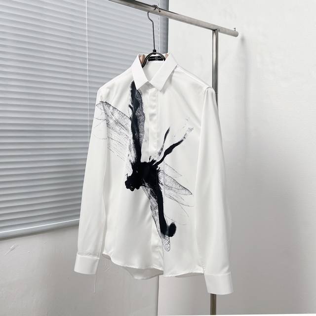 Alexander Mcquee* 亚历山大 麦昆 蜻蜓向下对位印花衬衫 码数：M-3Xl