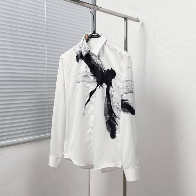 Alexander Mcquee* 亚历山大 麦昆 蜻蜓向上对位印花衬衫 码数：M-3Xl