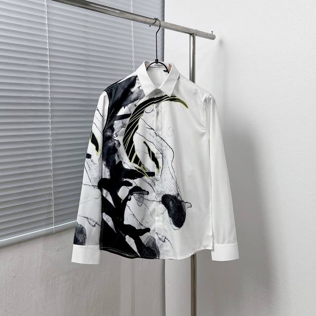 Givench* 纪梵希 满幅水墨画勾勒对位衬衫 码数：M-3Xl