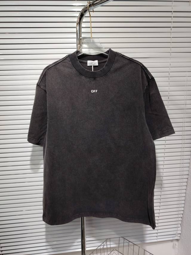 款号：K0099款 Off- White2025Ss春夏新款纯棉300G双纱做旧炒盐纯棉男女同款短袖 不需要所谓烂大街的华丽文案 主打品质 - 进口洗褪专用双纱