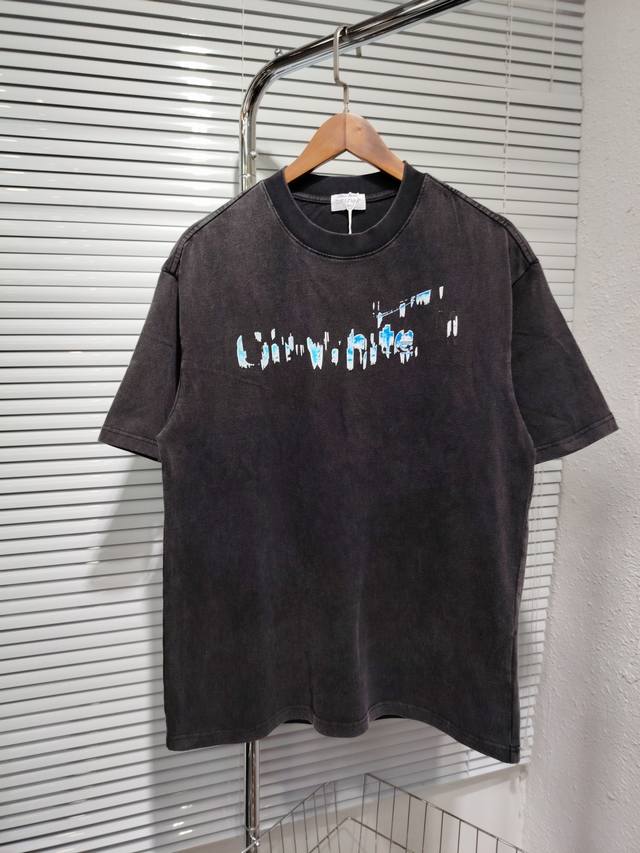 款号：K2222款 Off- White2025Ss春夏新款纯棉300G双纱做旧炒盐纯棉男女同款短袖 不需要所谓烂大街的华丽文案 主打品质 - 进口洗褪专用双纱