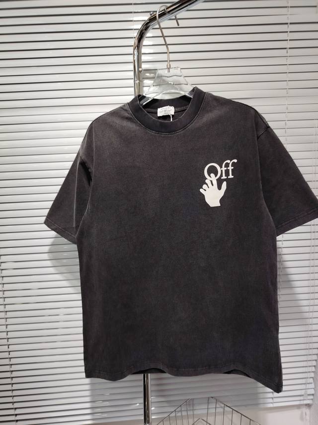款号：K0303款 Off- White2025Ss春夏新款纯棉300G双纱做旧炒盐纯棉男女同款短袖 不需要所谓烂大街的华丽文案 主打品质 - 进口洗褪专用双纱