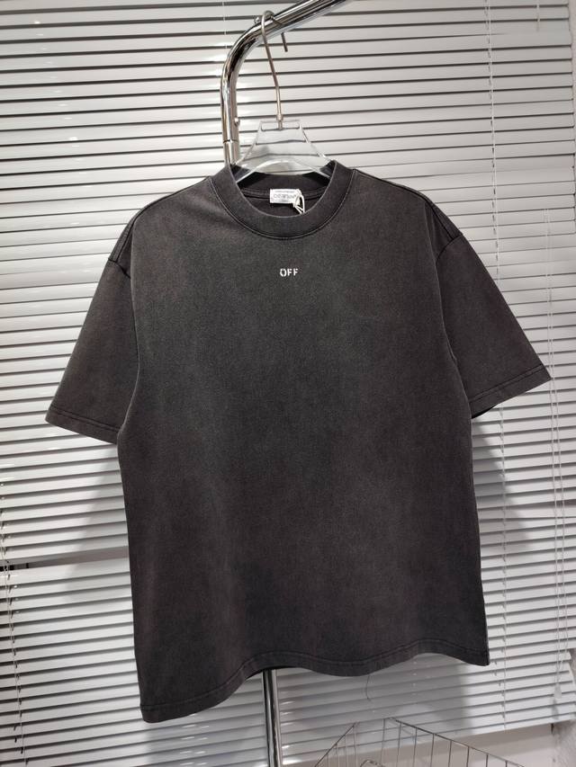 款号：K5555款 Off- White2025Ss春夏新款纯棉280G双纱纯棉男女同款短袖 不需要所谓烂大街的华丽文案 主打品质 - 进口洗褪专用双纱面料 不
