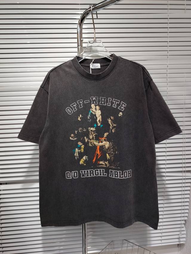 款号：K0077款 Off- White2025Ss春夏新款纯棉280G双纱纯棉男女同款短袖 不需要所谓烂大街的华丽文案 主打品质 - 进口洗褪专用双纱面料 不