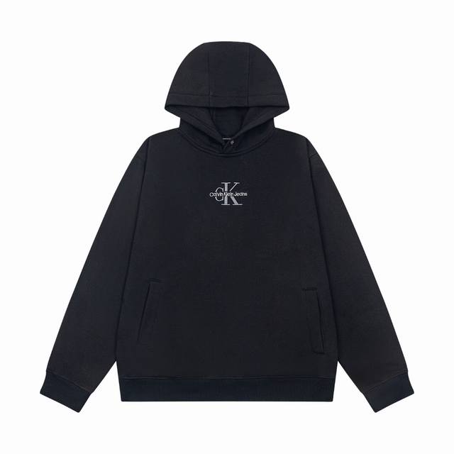款号 F001 高版本抓绒毛圈布料 原版开发！加绒 秋冬Calvin Klein Ck秋季新款男女胸前字母印花连帽长袖卫衣 颜色： 黑色 灰色 尺码：S M L