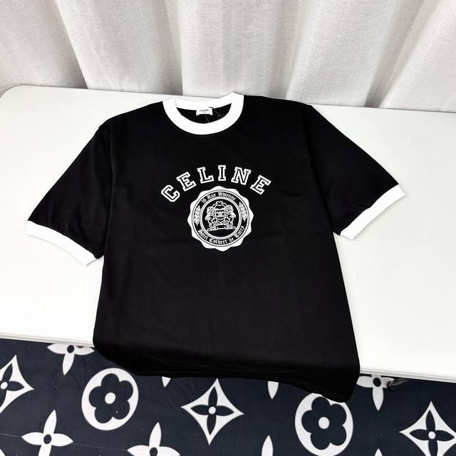 赛琳 Celine 3D立体胶印Logo重工艺圆领套头短袖 双纱纯棉300克 尺寸 Xs-L