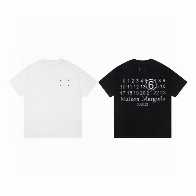 Maison Margiela Mm6 马吉拉前四角标后日历Logo印花情侣圆领短袖T恤 Color：黑色 白色 Size：S M L Xl Number：24