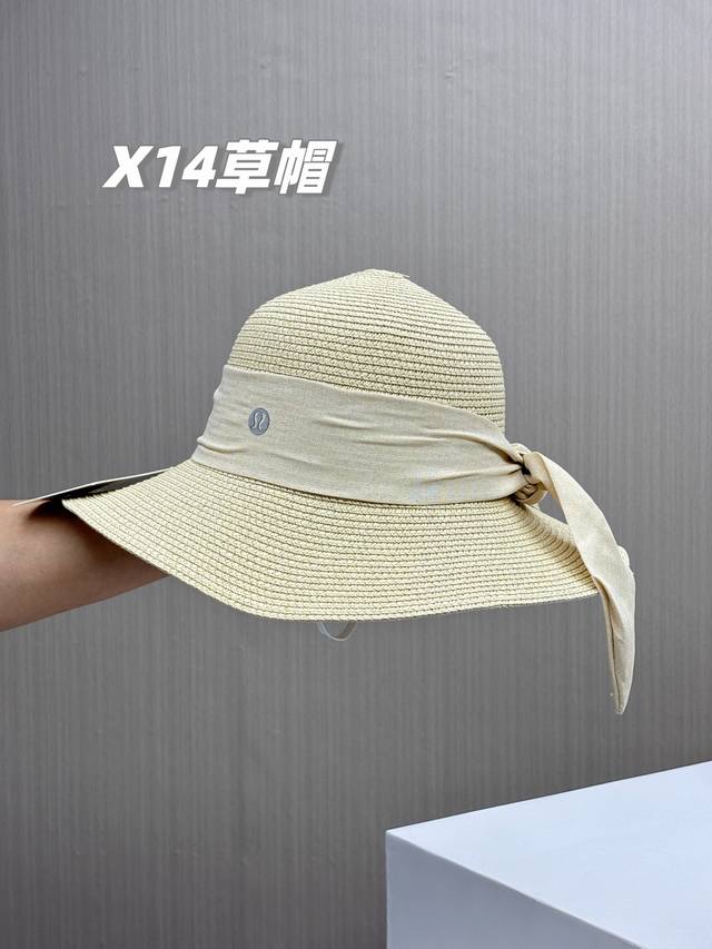 你没戴过的蝴蝶结草帽！炎炎夏日，没有比这个更凉爽透气的渔夫帽了！Lululemon2025最新款棉麻蝴蝶结草编大号渔夫帽！户外出游防晒沙滩登山帽！夏天戴草帽是真