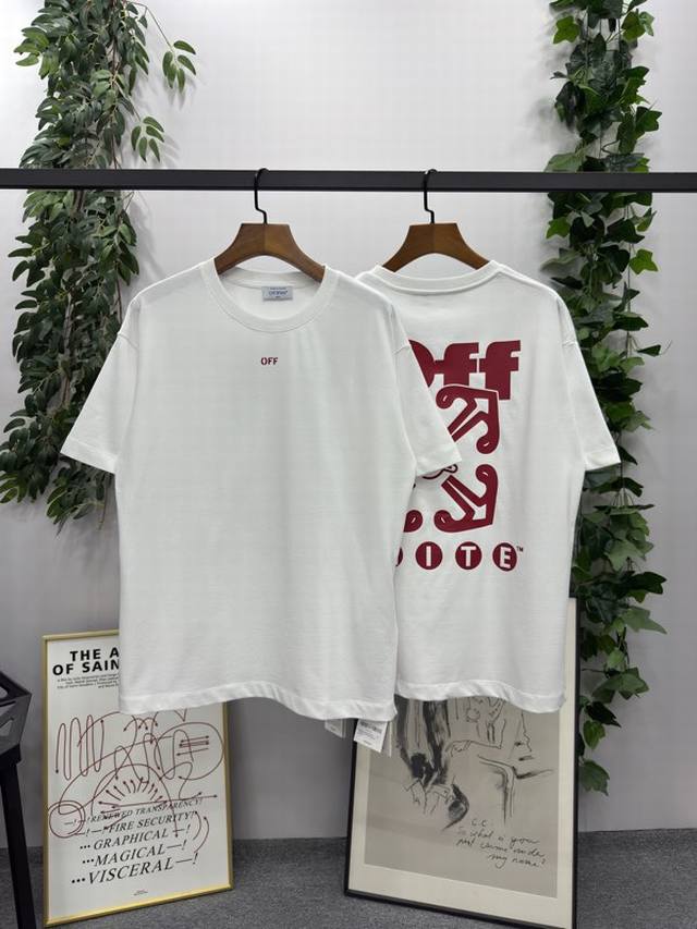 2025Ss春夏新款 品牌：Off-White 笑脸箭头款短袖T恤！ 颜色：白色 尺码：S-M-L-Xl 男女同款 面料：采用定制260克32织纯棉双纱面料，坯