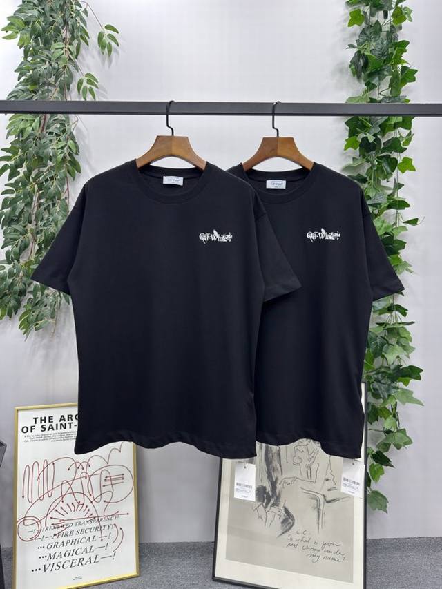 2025Ss春夏新款 品牌：Off-White 郁金香箭头款短袖T恤！ 颜色：黑色 尺码：S-M-L-Xl 男女同款 面料：采用定制260克32织纯棉双纱面料，