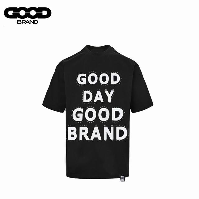 Goodbrand 25Ss Allday 铆钉裂纹印花宽松短袖 采用订色订染毛圈纯棉衣面，250G双股双纱，手感舒适 进口针织针梳棉进行制作，搭配320G1*