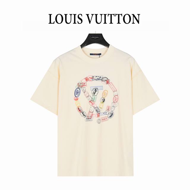 Louis Vuitton 路易威登 25Ss 链条字母Logo印花短袖T恤 面料采用高克重260G重精梳棉，定制1:1螺纹，面料舒适亲肤无异感， 制定染面料，