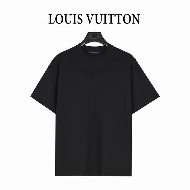 Louis Vuitton 路易威登 25Ss 领口压花浮雕字母Logo短袖T恤 面料采用高克重260G重精梳棉，定制1:1螺纹，面料舒适亲肤无异感， 制定染面