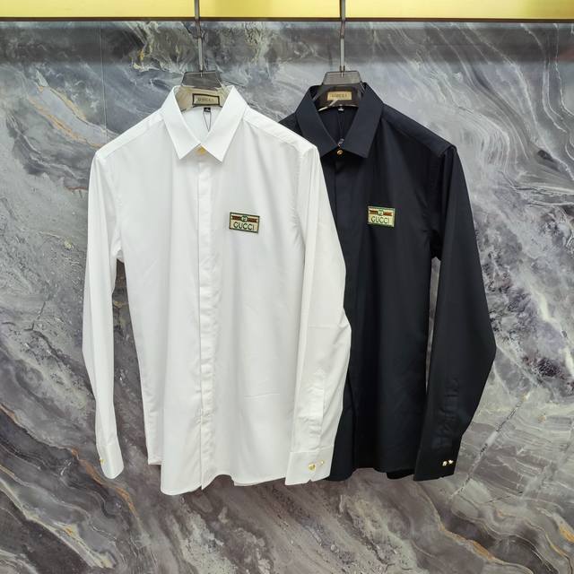 古奇 Gucci 2025Ss新款长袖 衬衫 衬衣，高端版本！专柜定制面料 透气舒适度高，细节无可挑剔，品牌元素设计理念，体现高品质。手感细腻柔软！呈现休闲裁剪