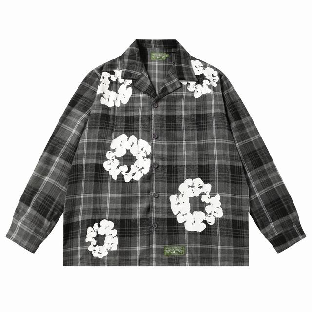 Denim Tears木棉花 欧美潮牌高品质格子长袖衬衫套装 颜色 红色 灰色 黄色 码数 S-Xl