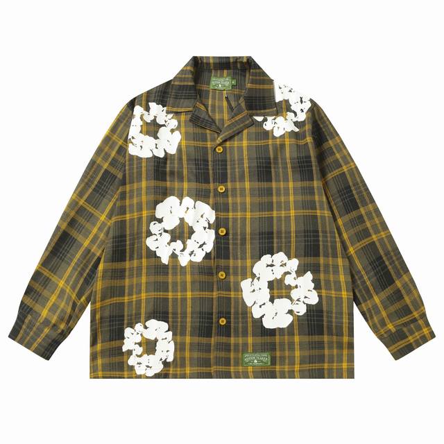 Denim Tears木棉花 欧美潮牌高品质格子长袖衬衫套装 颜色 红色 灰色 黄色 码数 S-Xl