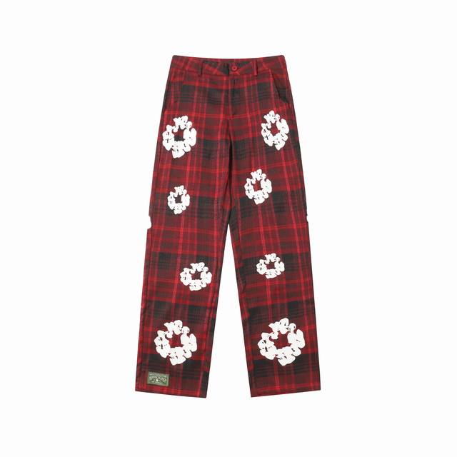 8613 Denim Tears木棉花 欧美潮牌高品质格子长袖衬衫套装 颜色 红色 灰色 黄色 码数 S-Xl