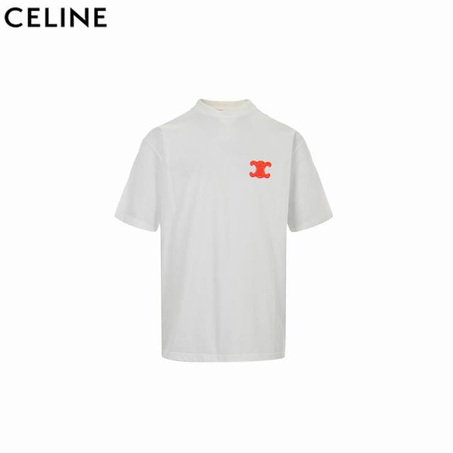 Celine 赛琳 25Ss 立体刺绣花卉短袖 采用280克21支活性双纱面料 同缸定织定染原版同色螺纹 刺绣内里带烫膜工艺 全套定制辅料 内里包边包条市面最高