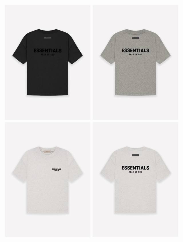 顶级版本 Fear Of God Essentials 黑体植绒字母Logo短袖T恤 今年夏天Fog粉丝必备单品之一 按得物原版1:1复刻从面料到辅料全部跟Zp