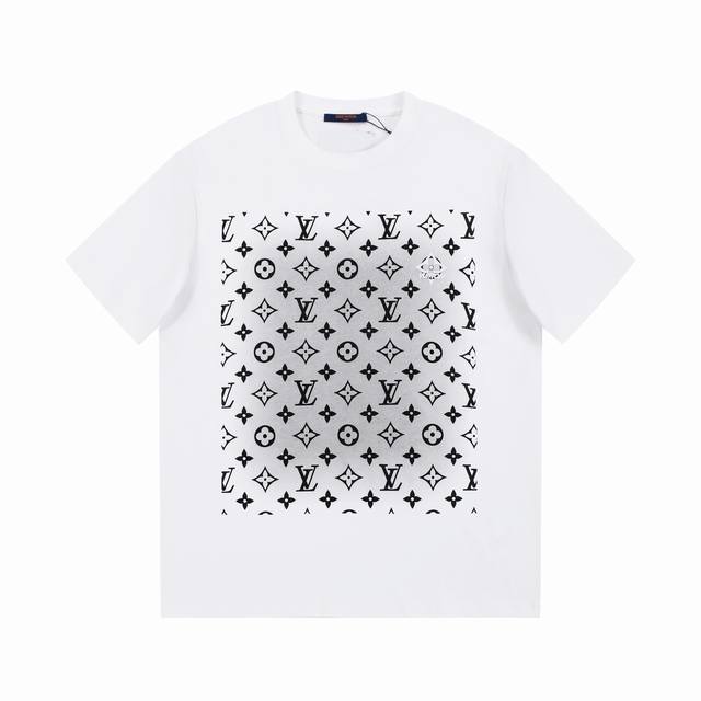 6682# Lv路易威登Louis Vuitton 驴家1V 经典渐变满印图案圆领半袖T恤短袖 男女同款 情侣款 宽松版型 最高版本 原版面料 高版本 高品质