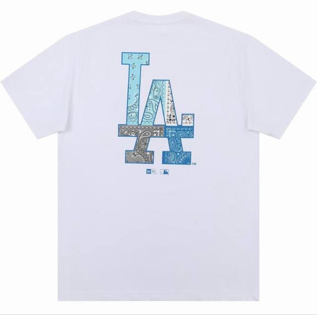 款号 615 New Era Mlb Logo印花圆领运动短袖T恤 男女同款 面料 双纱纯棉 260克 颜色 黑色 白色 码数 S M L Xl