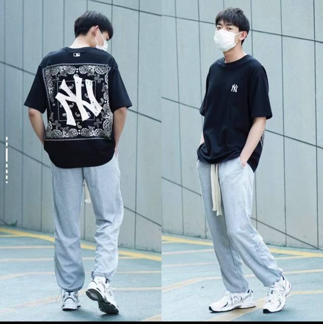 款号 710 #运动潮咖必备！Mlb腰果花T恤来助阵～后背Ny字母大印花，搭配精致腰果花边框，运动时自带潮流气场，健身房、球场轻松成为焦点！ 三色任选：浅蓝清爽