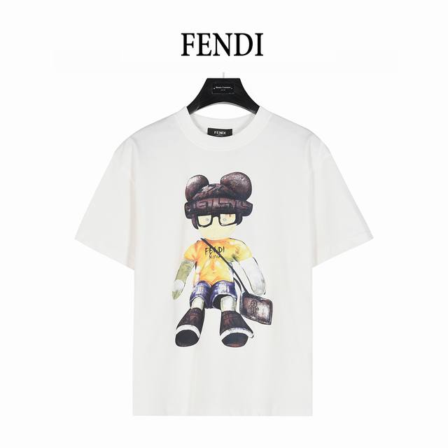 Fendi 芬迪 25Ss 卡通人物手绘短袖T恤 定织定染260克进口原版面料,超级质感 舒适柔软透气。 胸前满印双F卡通人物图案及Logo字母数码印花， 每一