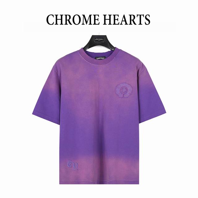 Chromehearts 克罗心 25Ss 马蹄贴布刺绣烧花水洗破洞短袖T恤 秀场私人订制系列 整衣做旧激光烧花定制300克双纱面料 美式酸洗做旧原身布激光烧花