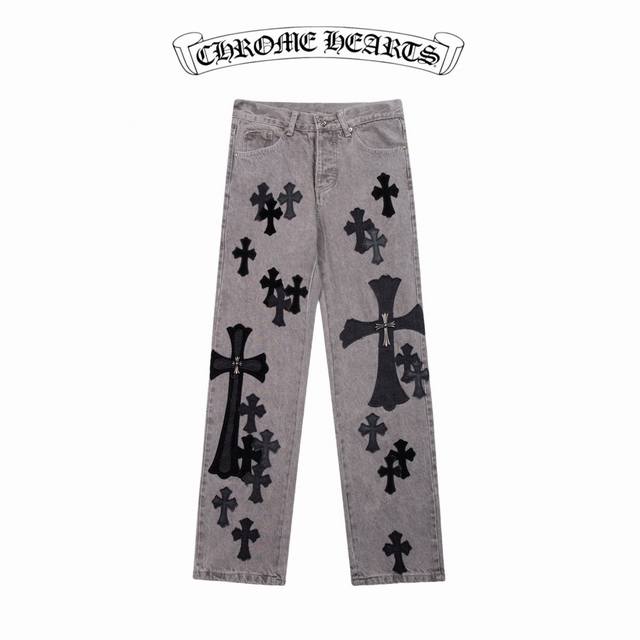高版本Chrome Hearts 克罗心 Sexrecords系列展会限定牛王牛仔裤，男女同款。真实还原Vintage极致质感 意产特种牛皮印花再切割 订制羊皮