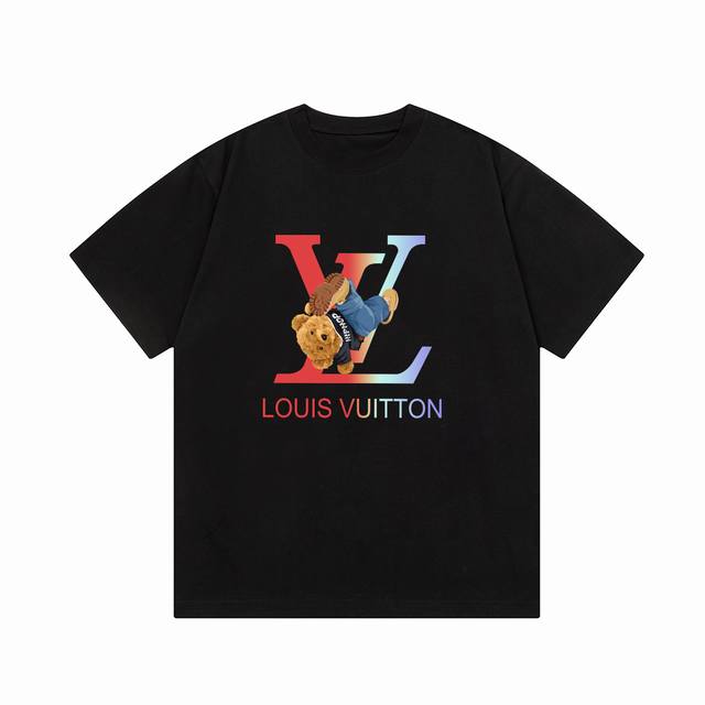 6658# Louis Vuitton 路易威登 小熊 字母印花 Logo标识精致，灵感源自八十年代复古 原版面料 官方同款 短袖T恤 定制270克同缸染面料