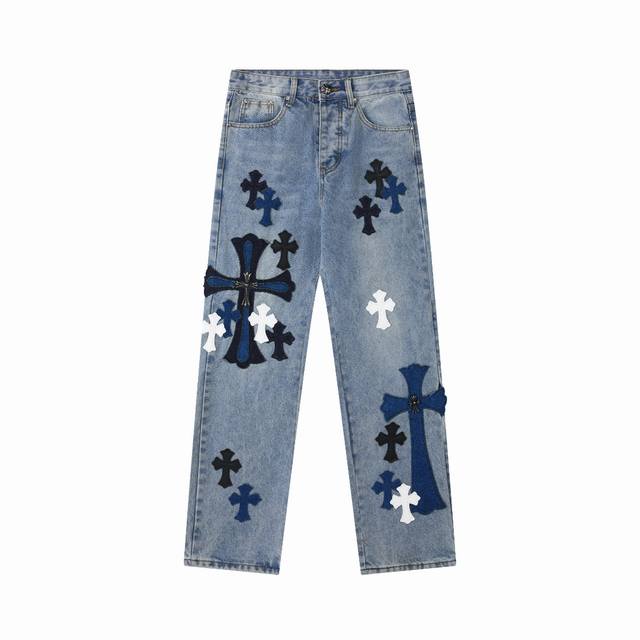高版本Chrome Hearts 克罗心 Sexrecords系列展会限定牛王牛仔裤，男女同款。真实还原Vintage极致质感 意产特种牛皮印花再切割 订制羊皮