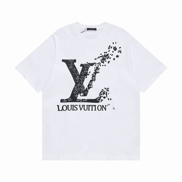 6663# 款式：路易威登Lv标志溶解短袖- 颜色：图片色 码数: Xs-L 面料：2 克双织纯棉 辅料：全套定制辅料 无性别区分 男女同款