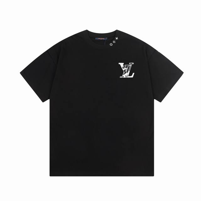 6666# Louis Vuitton 路易威登 黑白Logo拼色 标识精致升级，灵感源自八十年代复古 原版面料 官方同款 短袖T恤 同缸染面料 手感非常舒服