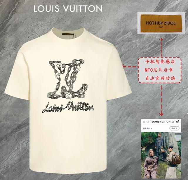 6670# 路易威登 Lv 2025新款高品质圆领短袖T恤 袖口车有进口绣花标 定制定染,手感非常舒服 超级百搭好看的一款短袖 三标齐全 非市场普通版本 随意对
